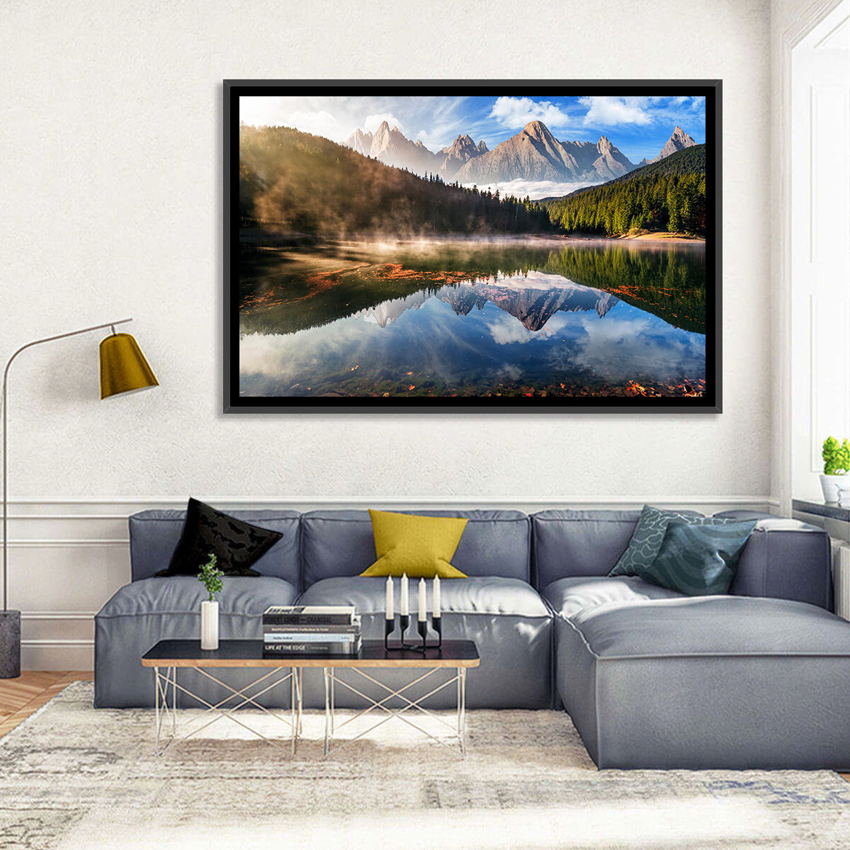 Morning Mist Mountain Lake Wall Art