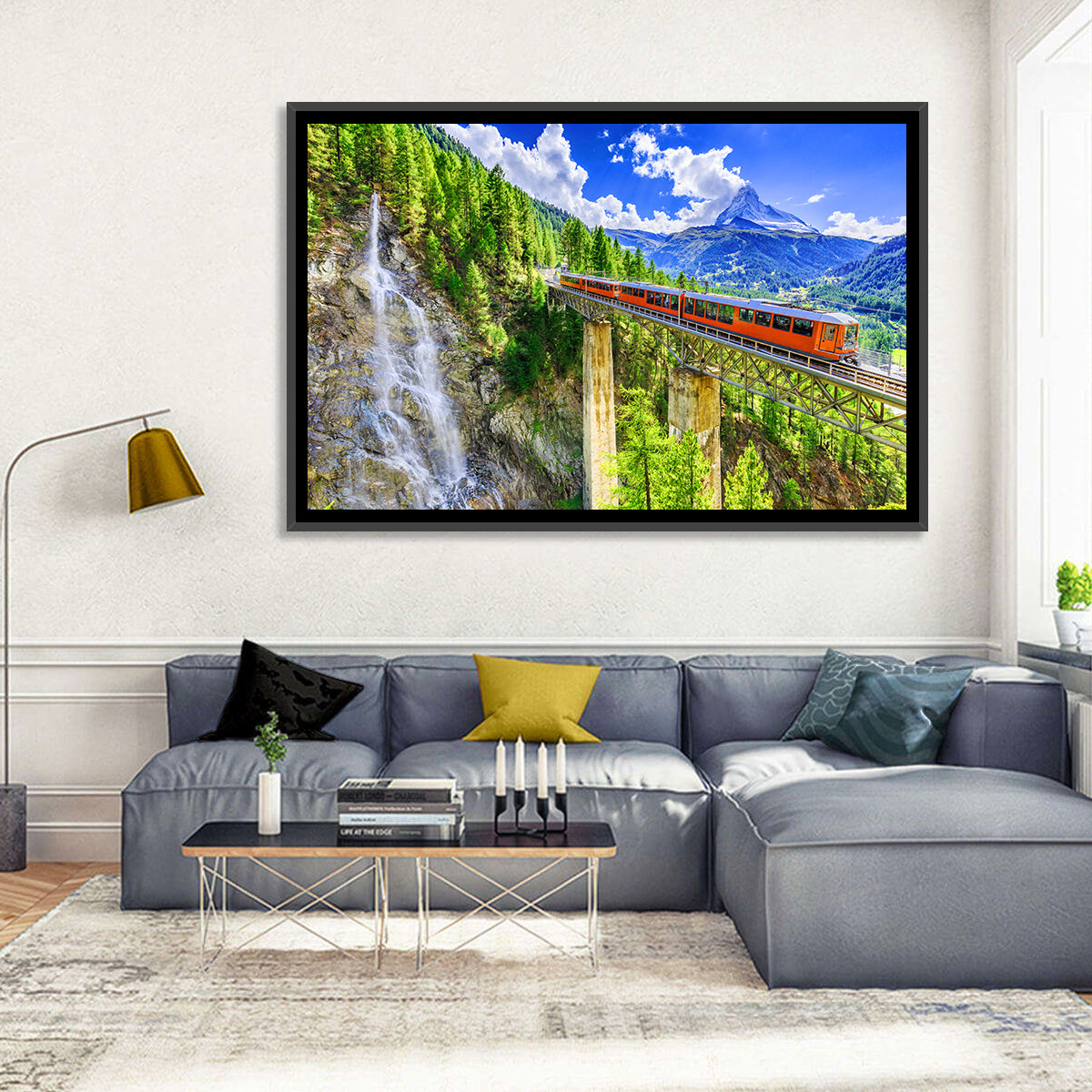 Gornergrat Tourist Train Wall Art in a room, landscape