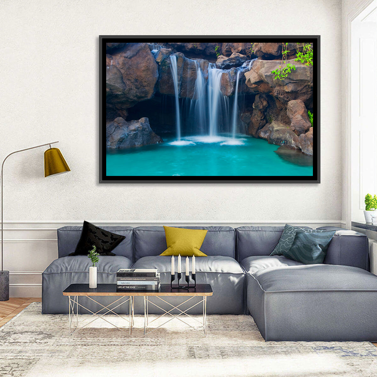 Waterfall Into Turquoise Pool Wall Art