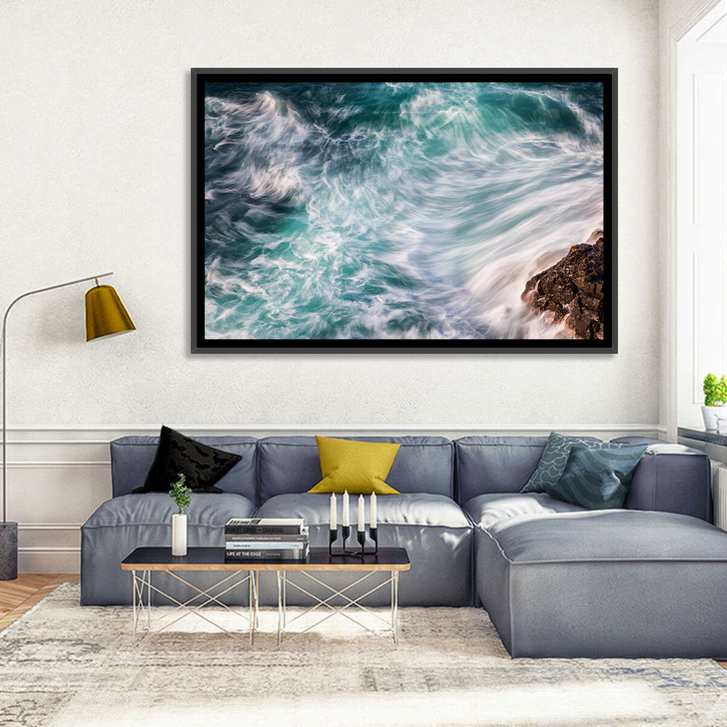 Silky Teal Ocean Waves Wall Art