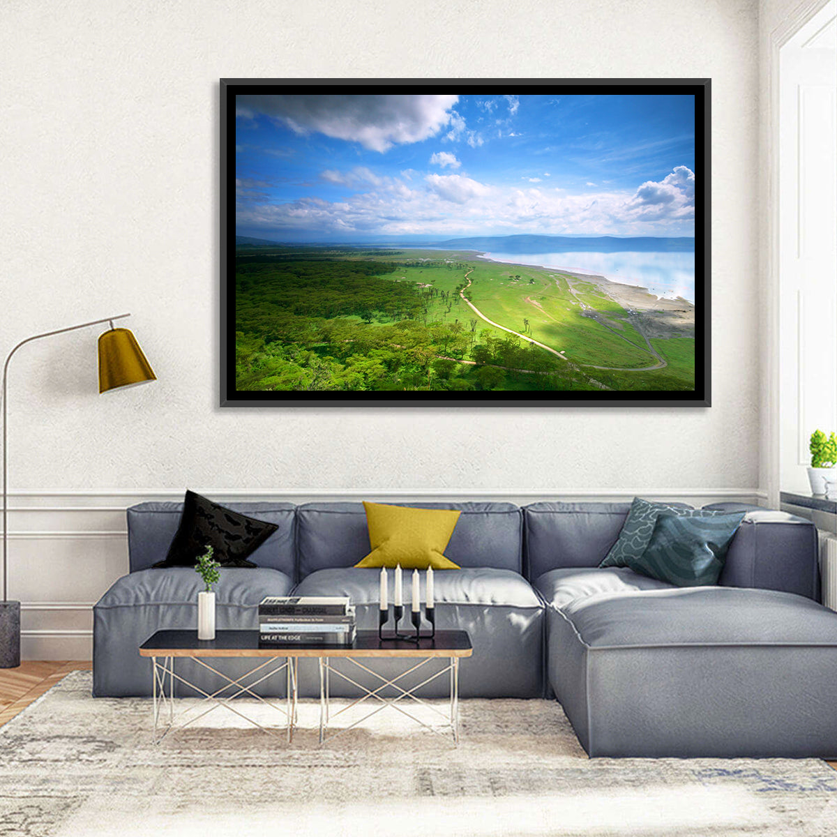 Lake Nakuru Overlook Wall Art in a room, landscape