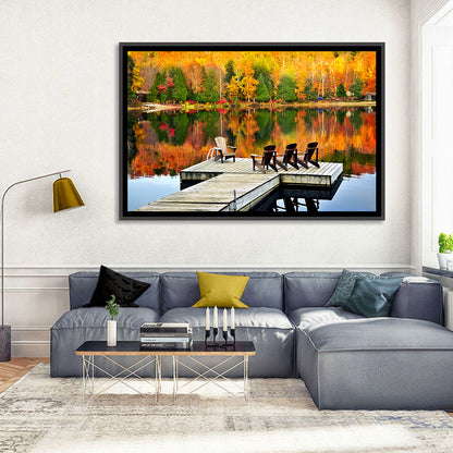 Autumn Lake Wooden Dock Wall Art