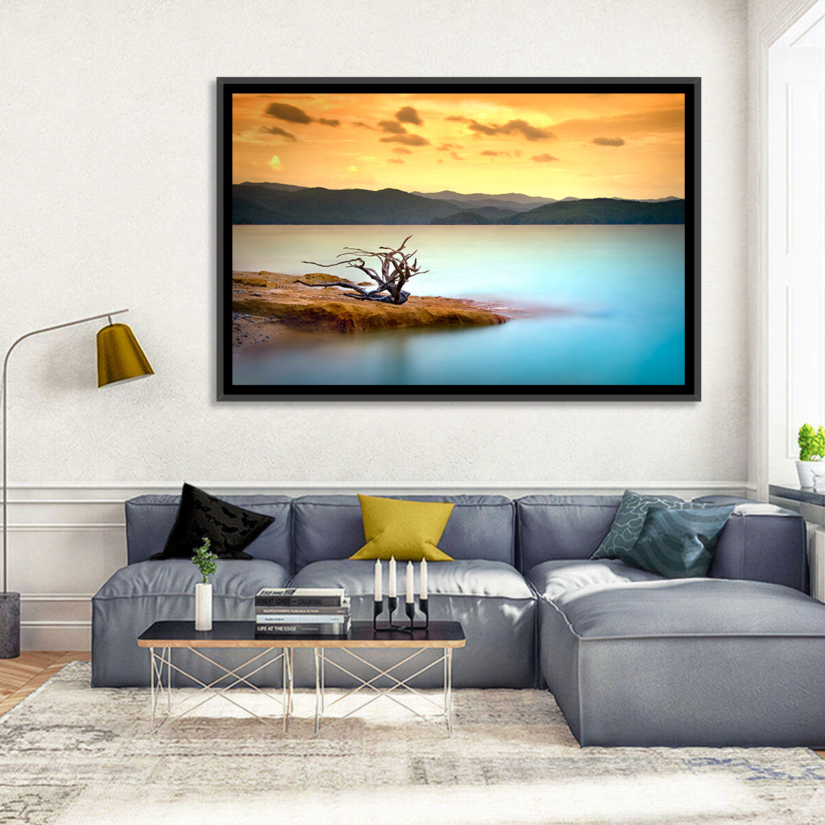 Gnarled Driftwood at Turquoise Lake Wall Art