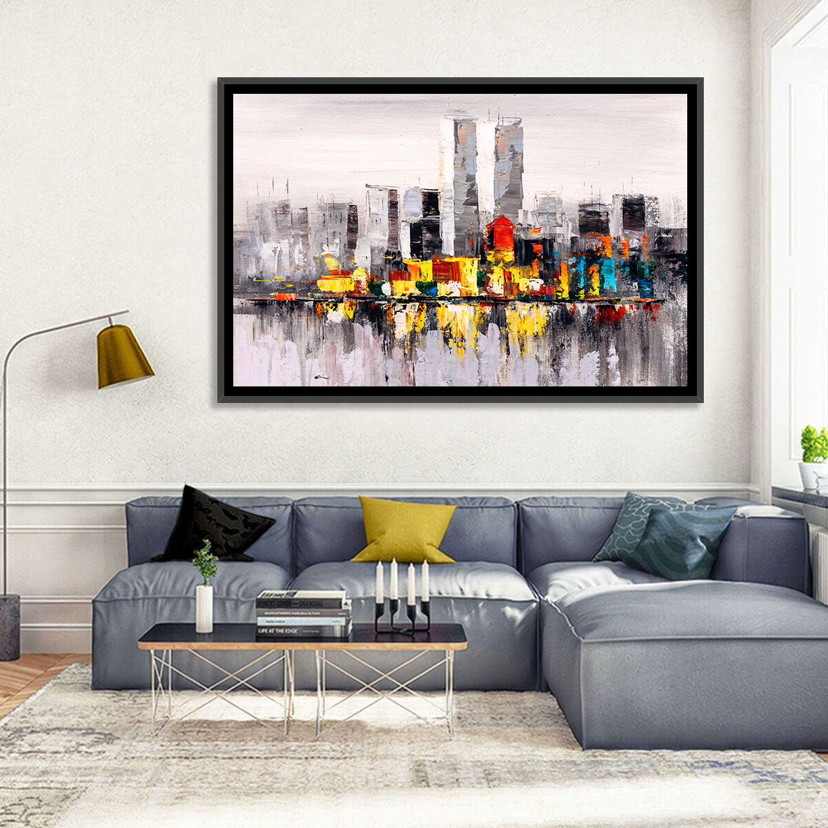 Abstract Skyline with Water Reflection Wall Art