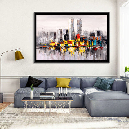 Abstract Skyline with Water Reflection Wall Art