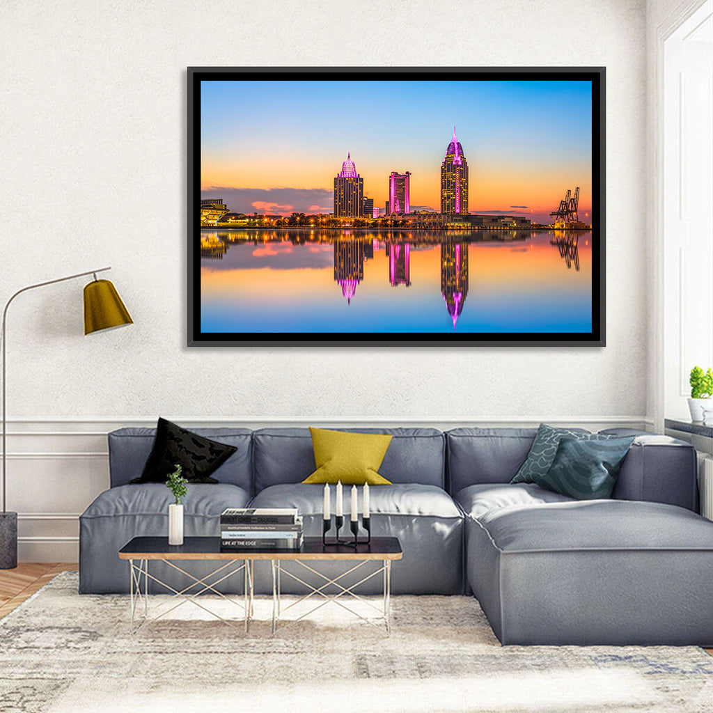 Mobile Alabama Sunset Skyline Wall Art