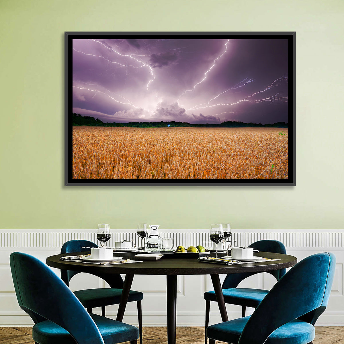 Lightning Over Wheat Field Wall Art