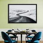 Winding Snow Road with Yellow Markers Wall Art