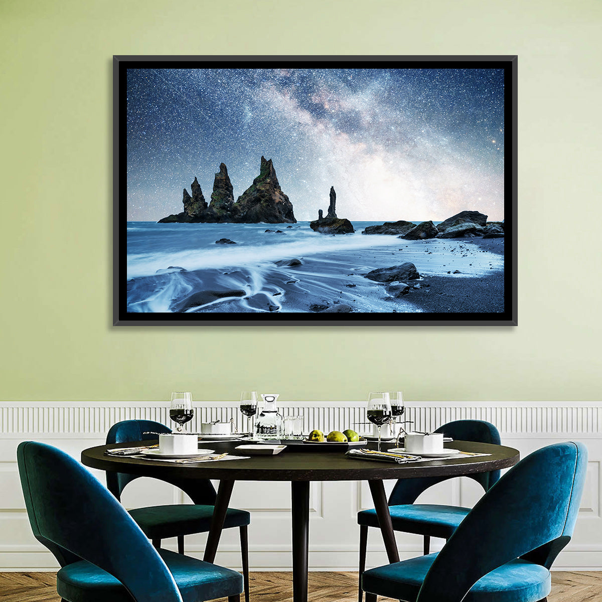 Reynisdrangar Sea Stacks Night Wall Art
