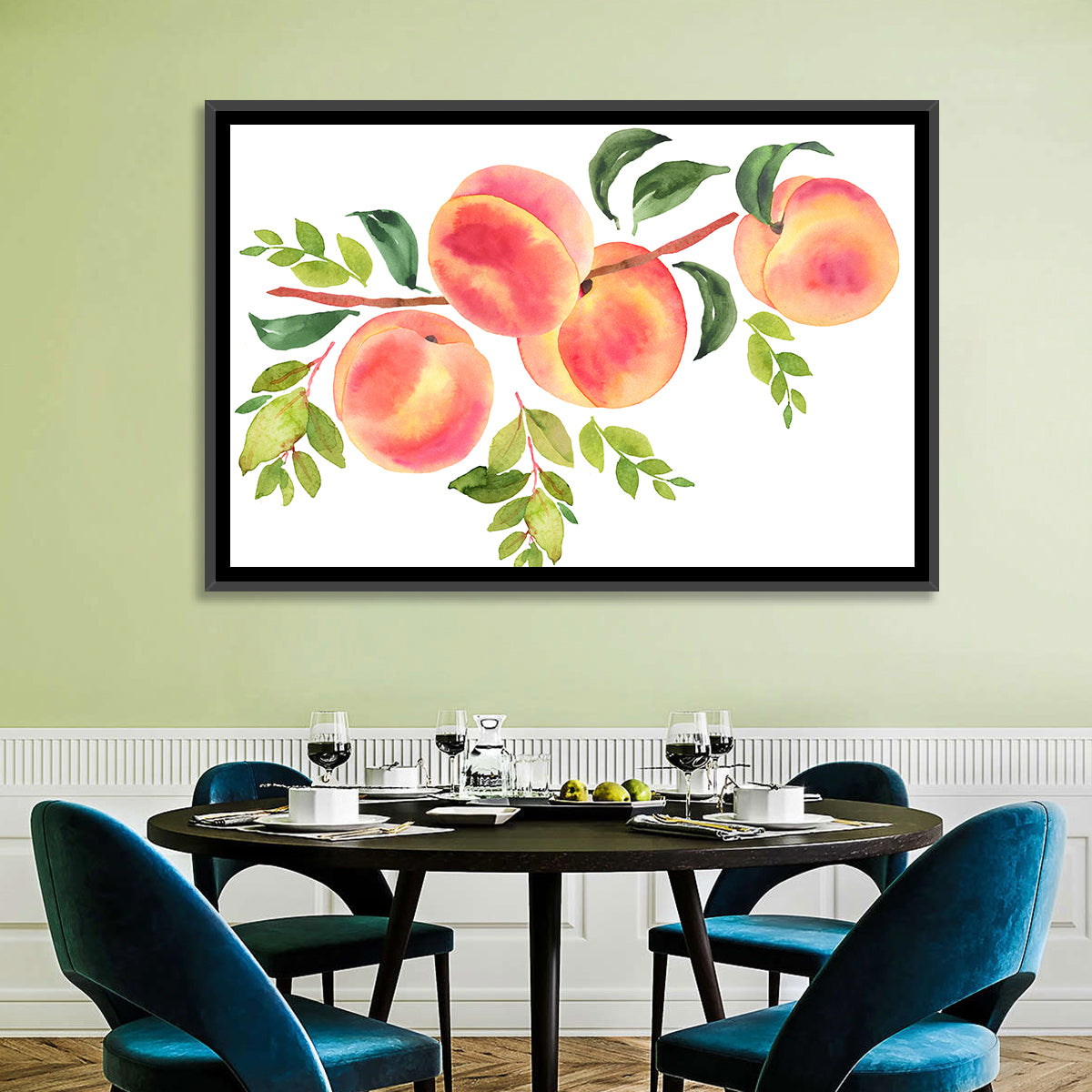 Watercolor Peach Branch Wall Art