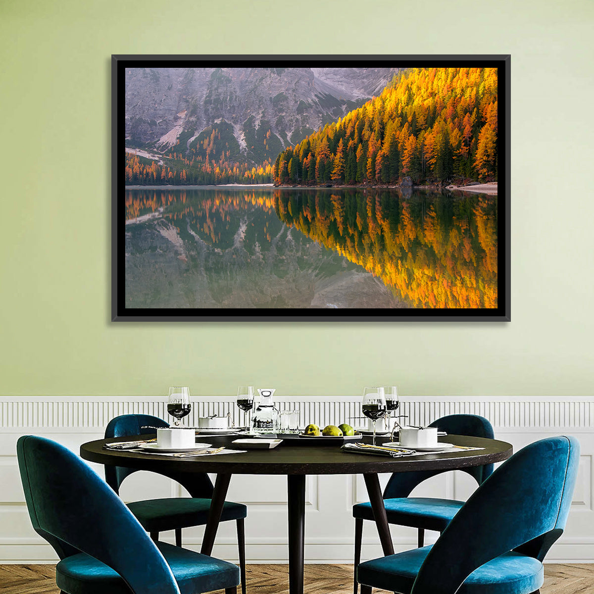 Braies Lake Golden Reflection Wall Art