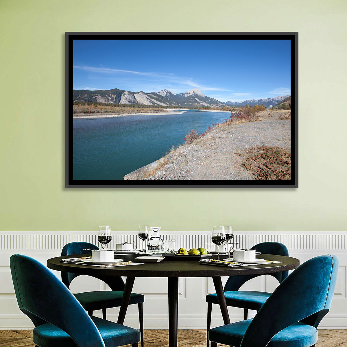 Mount Aeolus Over Athabasca Riverbank Wall Art