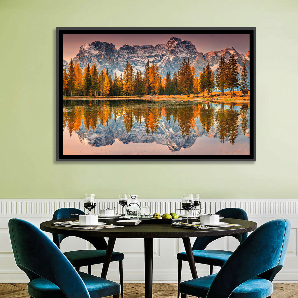 Antorno Lake Autumn Reflection Wall Art