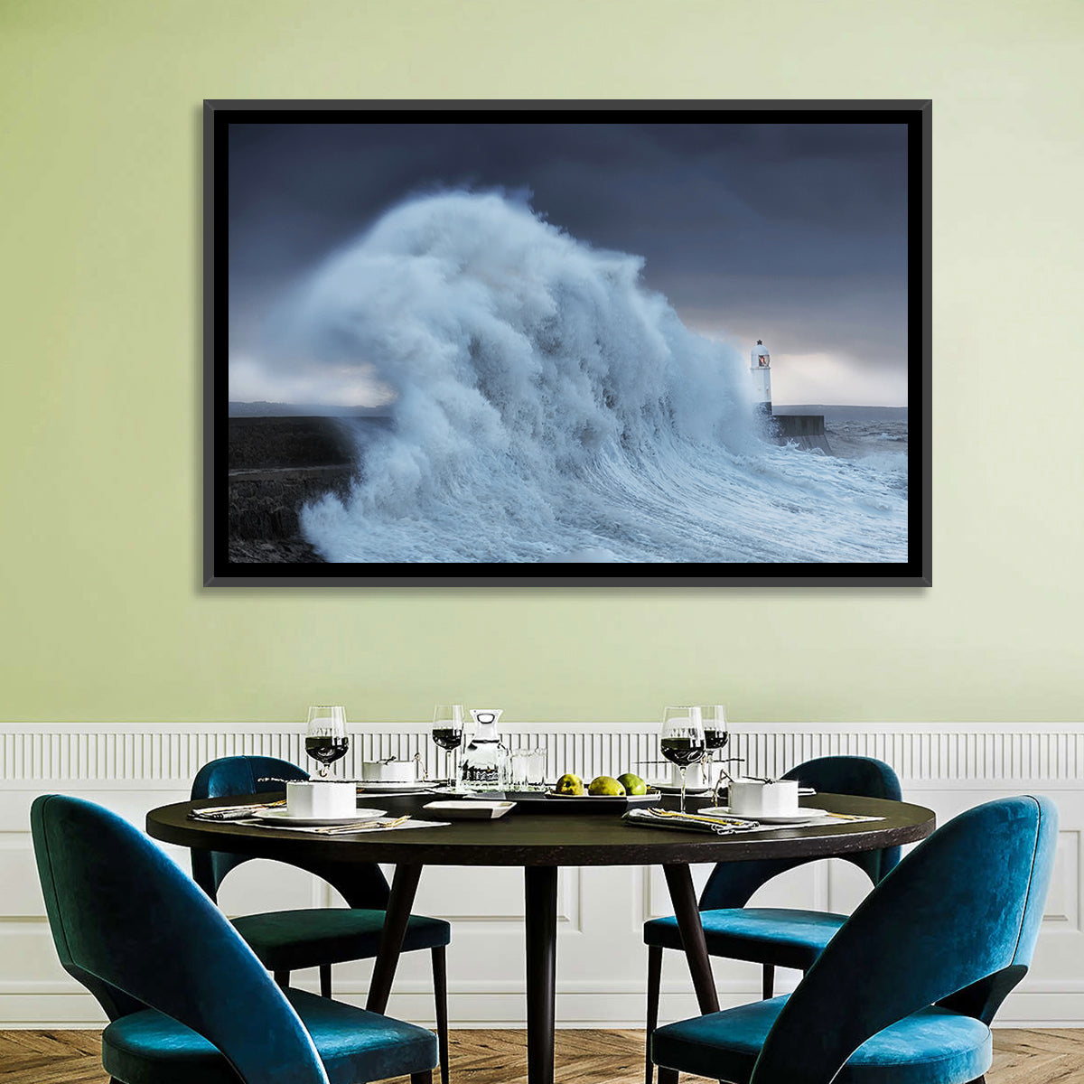Lighthouse in a Sea Storm Wall Art