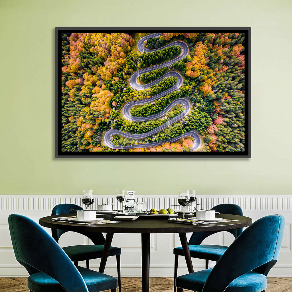 Autumn Winding Forest Road Wall Art