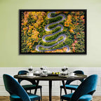 Autumn Winding Forest Road Wall Art