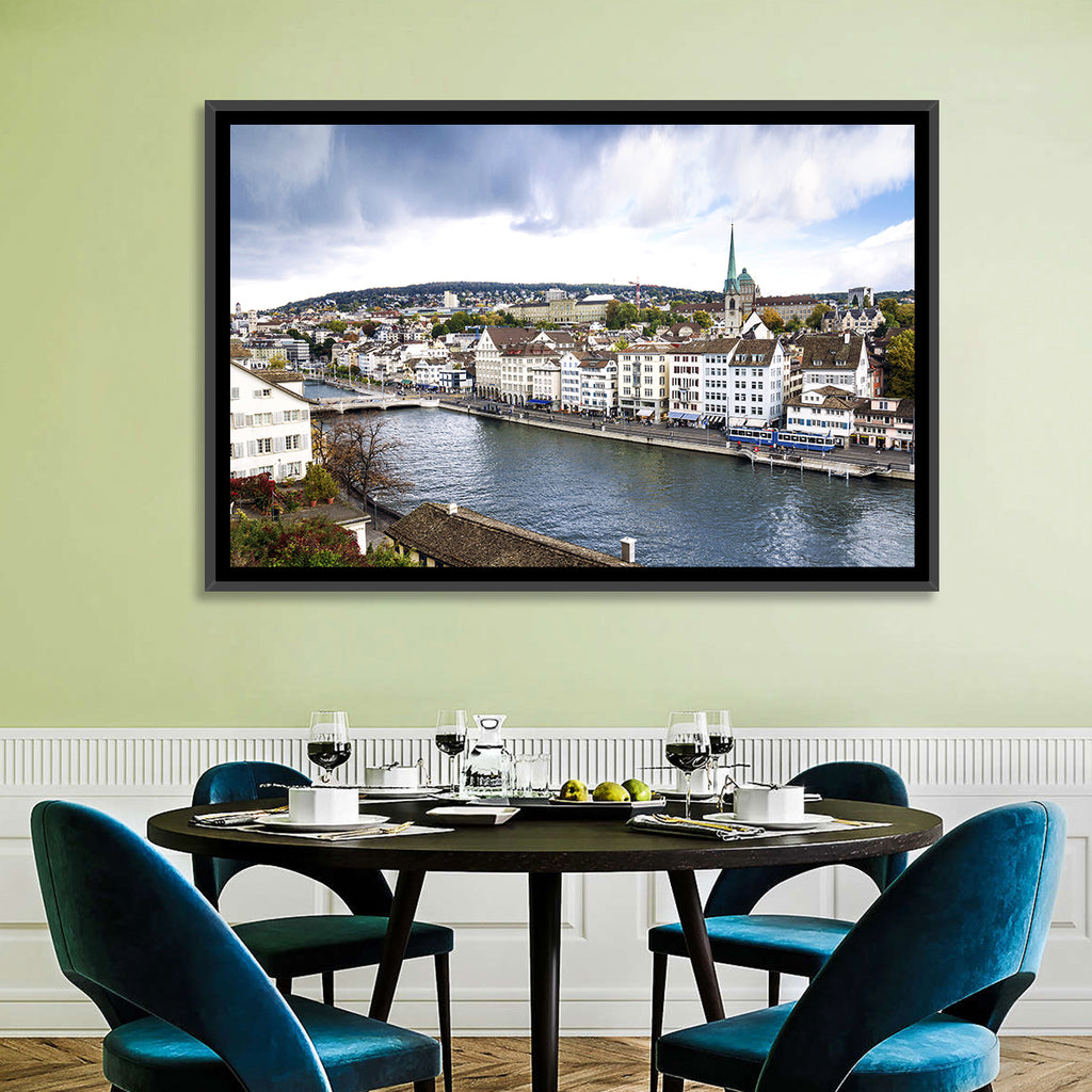 Limmat River at Fraumünster, Zurich Wall Art