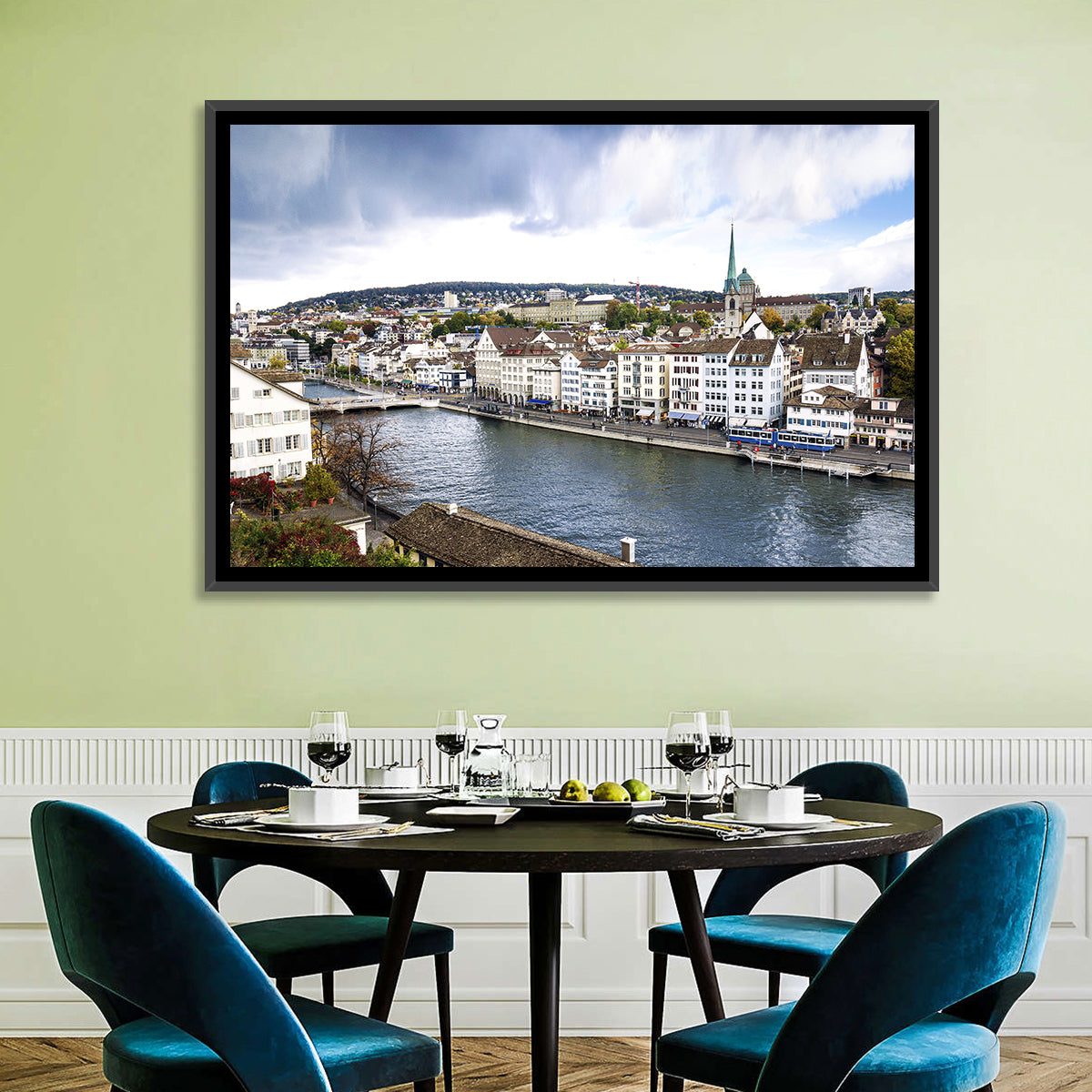 Limmat River at Fraumünster, Zurich Wall Art