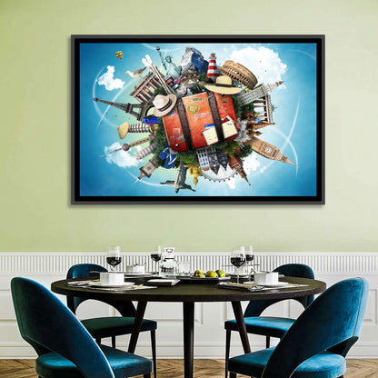 Suitcase and World Landmarks Montage Wall Art