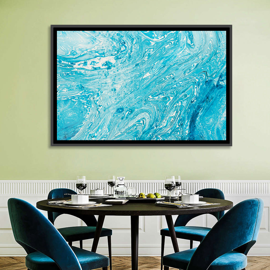Cerulean Marbled Waves Wall Art