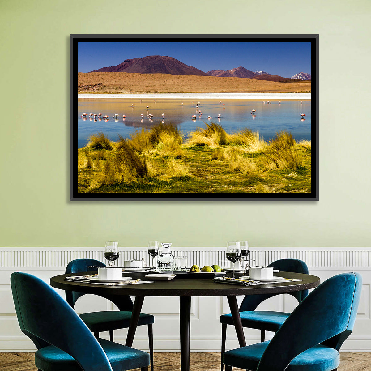 Flamingos on Salt Lake Wall Art