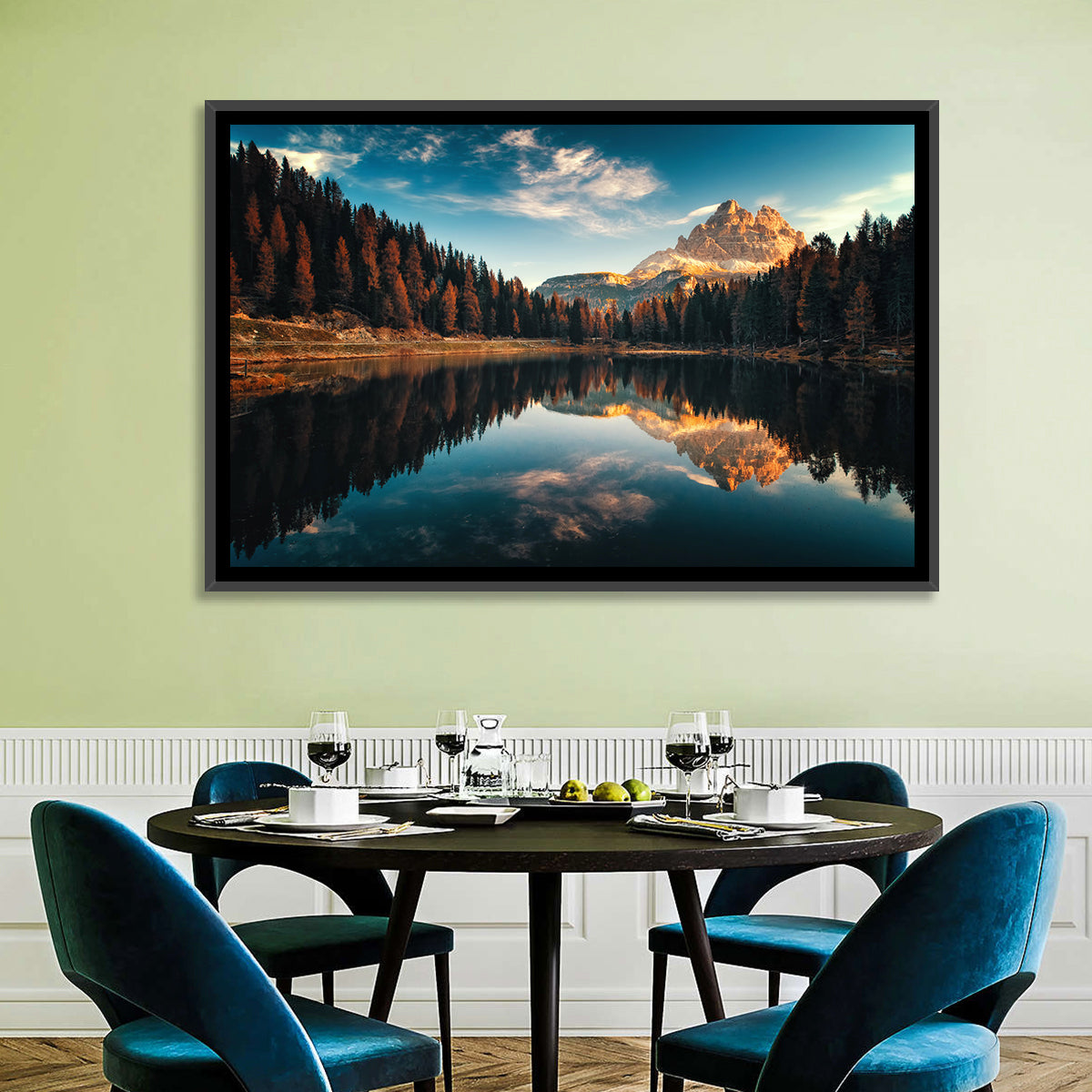 Lago Antorno Golden Hour Reflection Wall Art