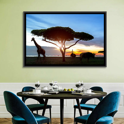 Savanna Silhouettes at Golden Hour Wall Art