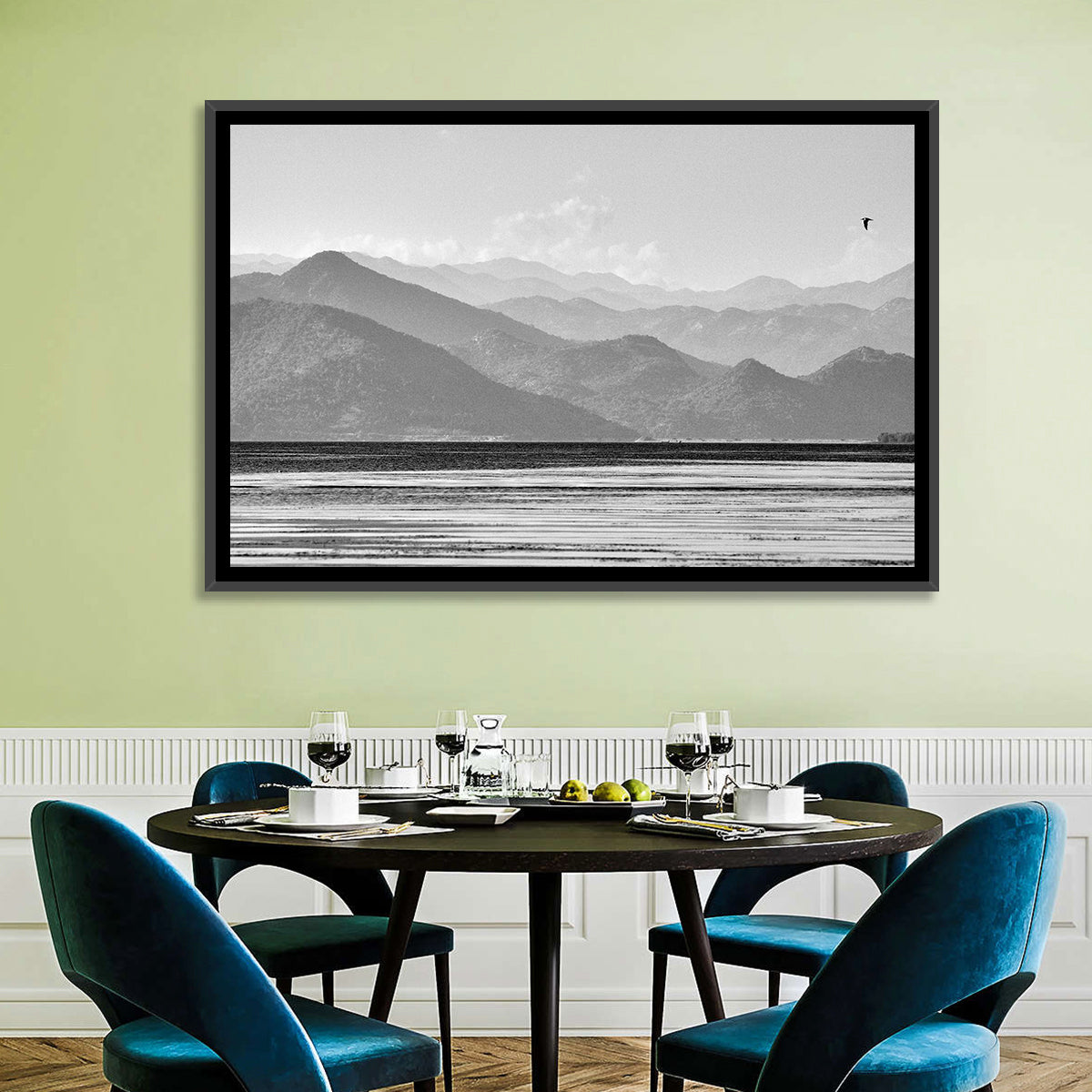 Skadar Lake Monochrome Landscape Wall Art