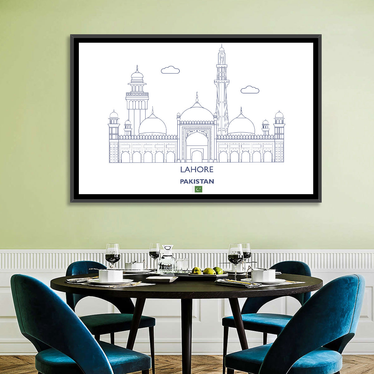 Lahore Skyline with Badshahi Mosque Wall Art