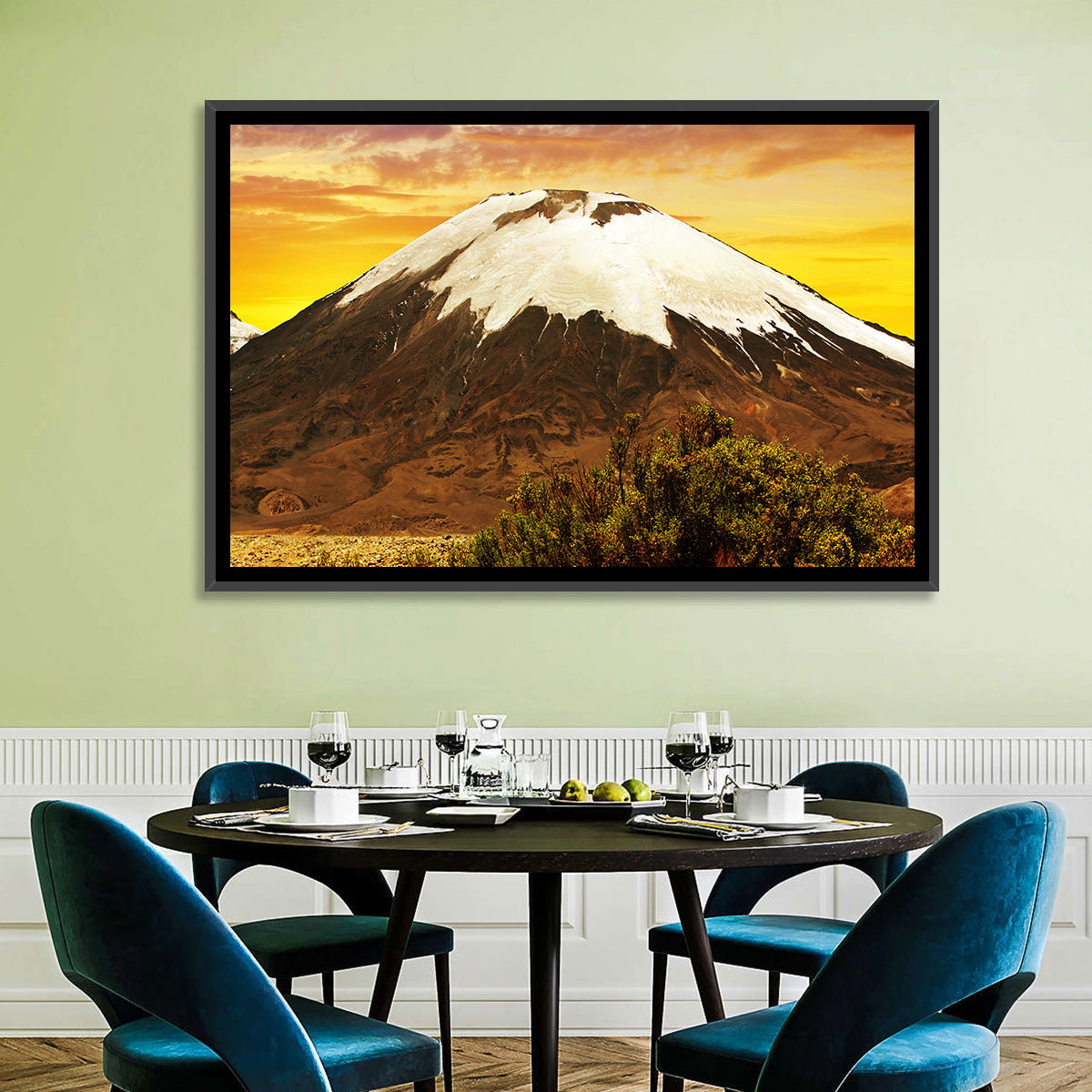 Parinacota Volcano Wall Art in a room, landscape
