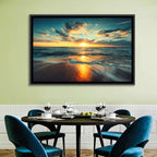 Sunlit Cloudscape Over Beach Wall Art