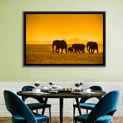Elephant Family Silhouette Wall Art