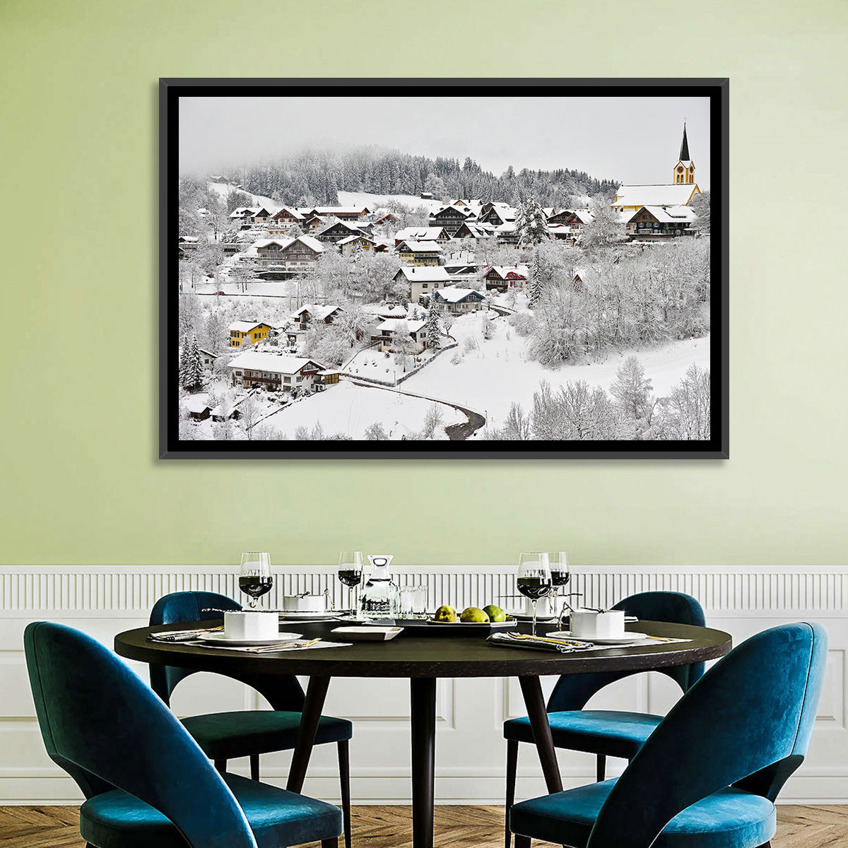 Oberstaufen Winter Village Wall Art