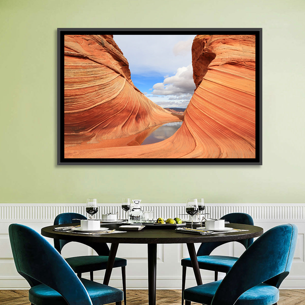 The Wave at Coyote Buttes Wall Art in a room, landscape