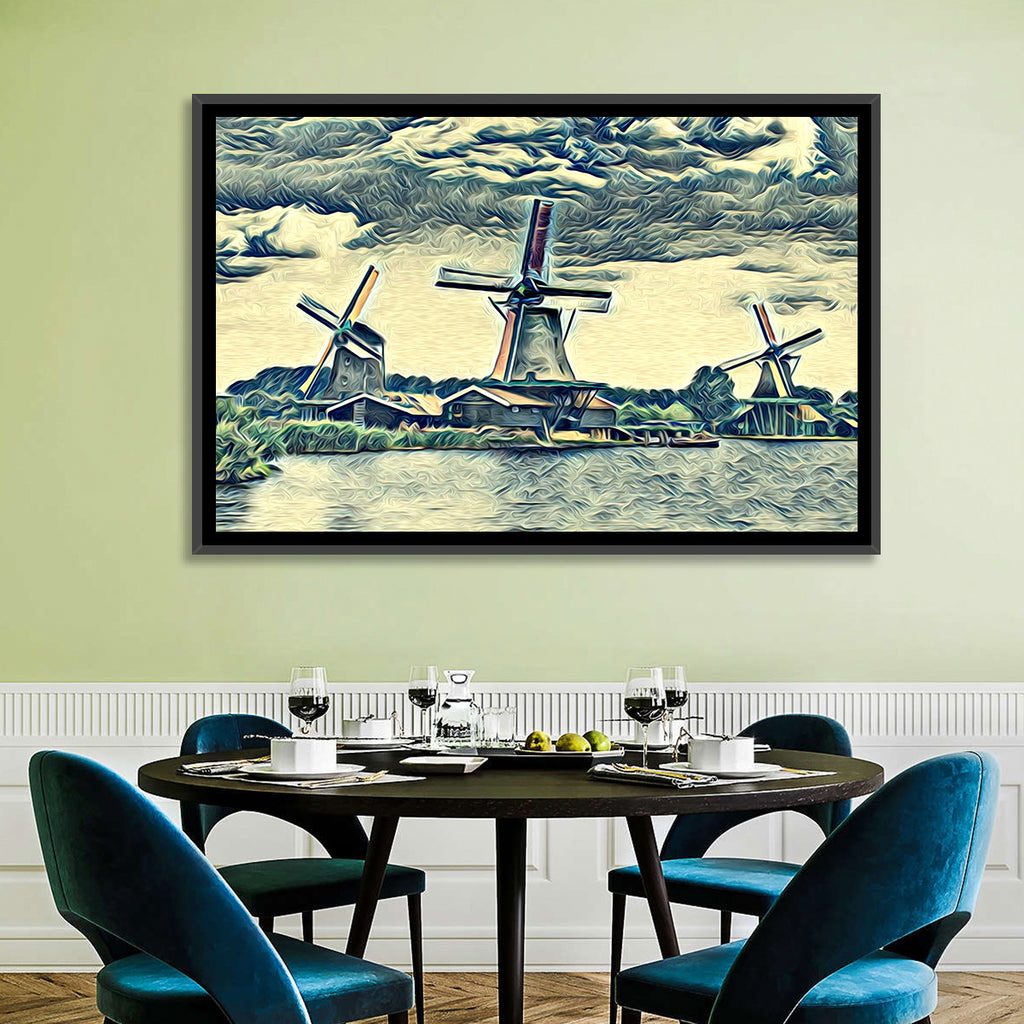 Three Vintage Windmills Wall Art