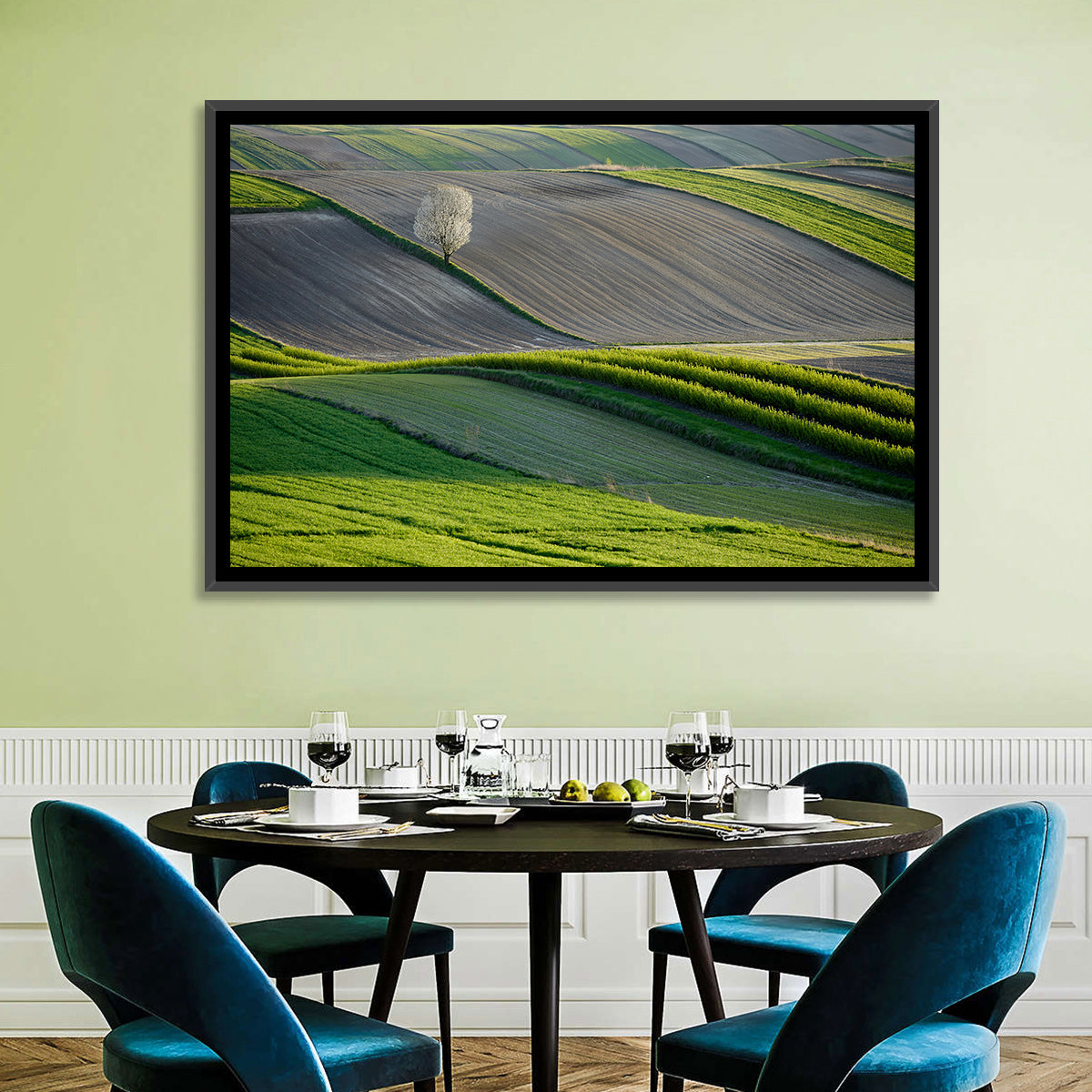 Springtime Polish Fields Wall Art in a room, landscape