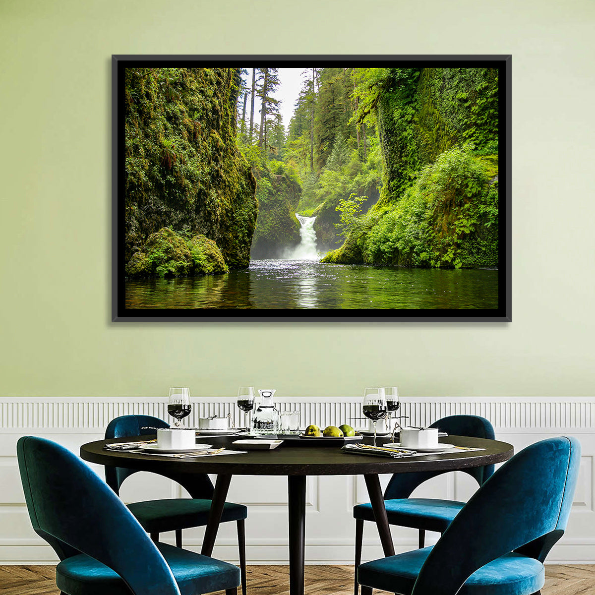 Punch Bowl Falls, Cascade Locks Wall Art in a room, landscape