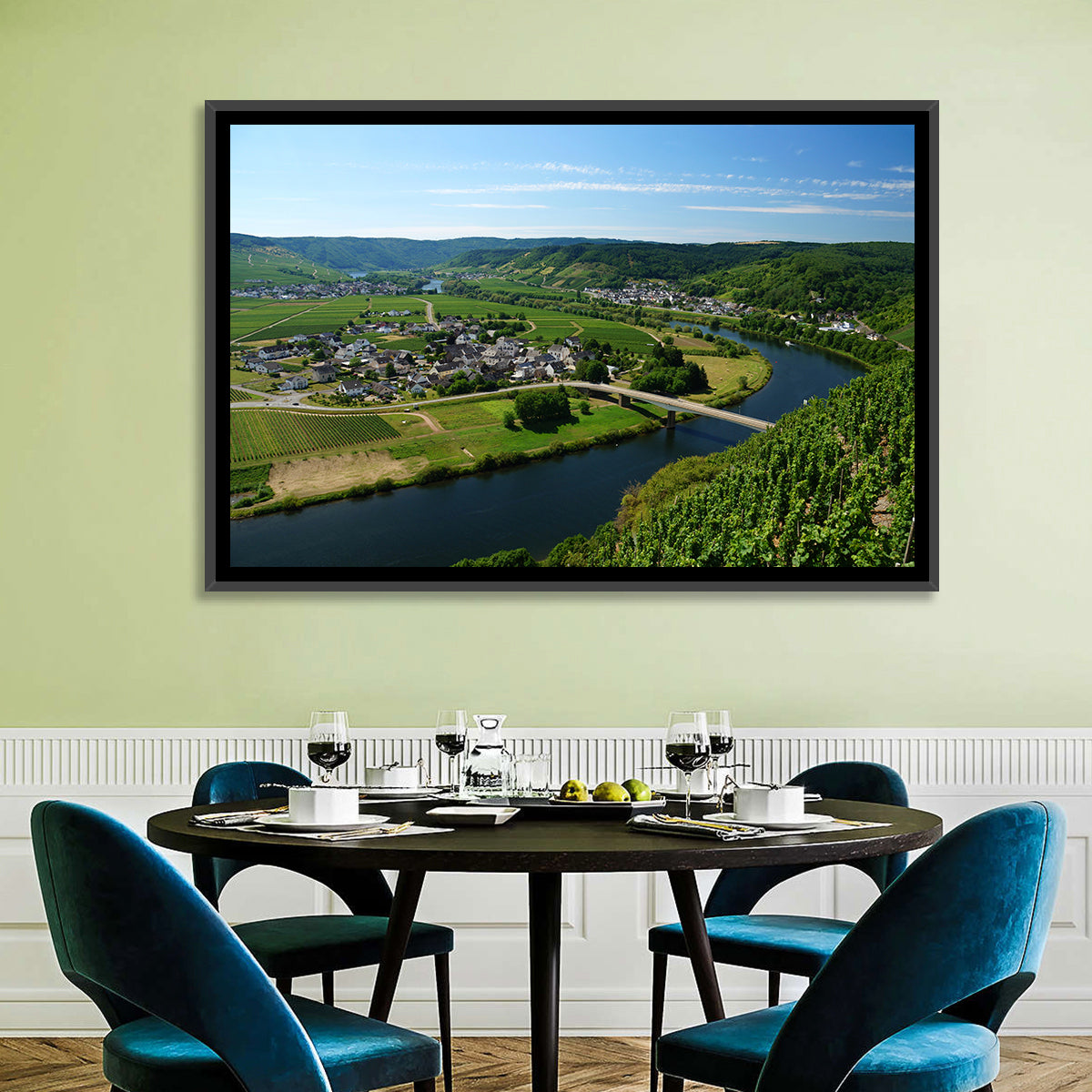 Piesport Moselle River View Wall Art in a room, landscape