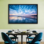 Cloudy Lake Pier at Dusk Wall Art