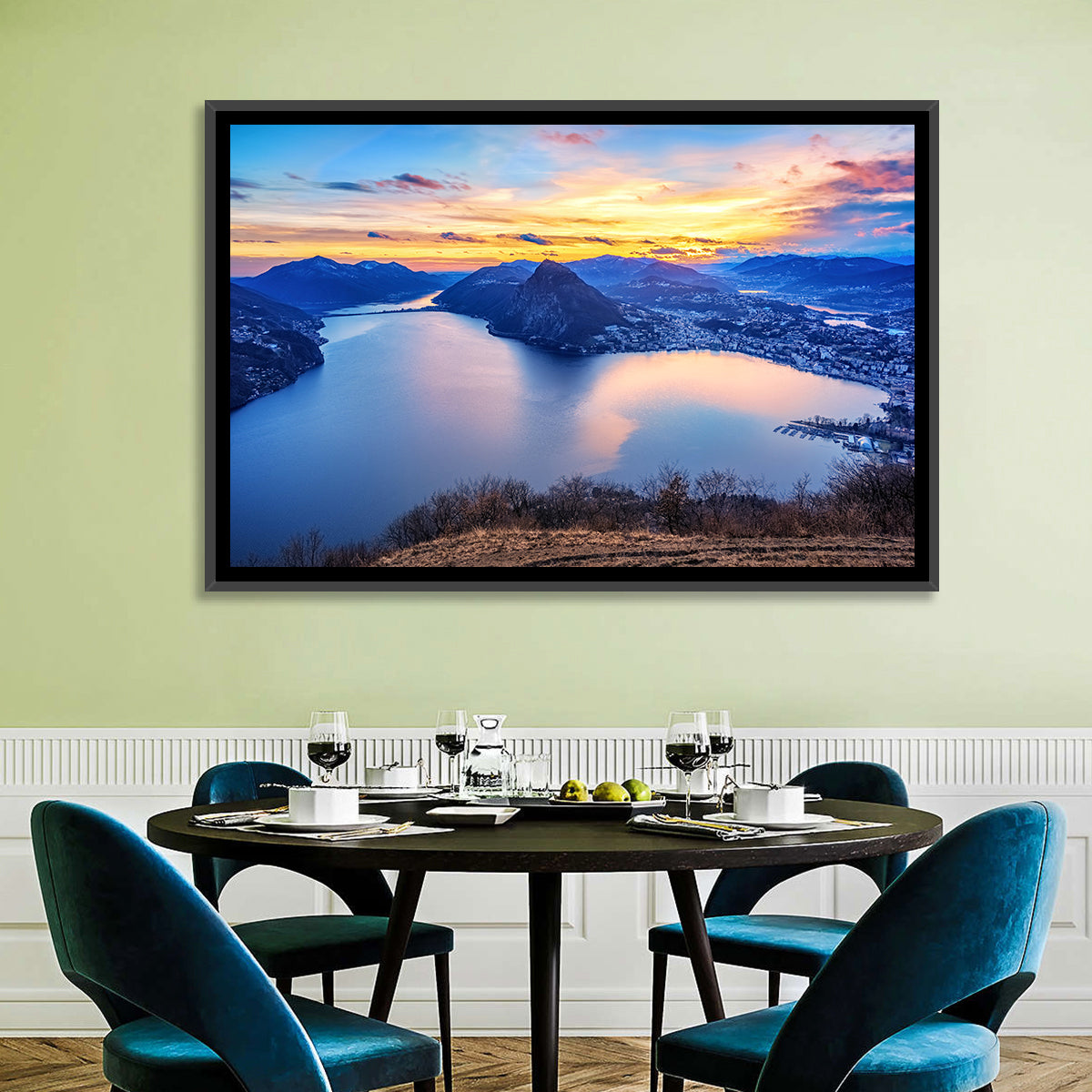 Sunset Over Lake Lugano Wall Art