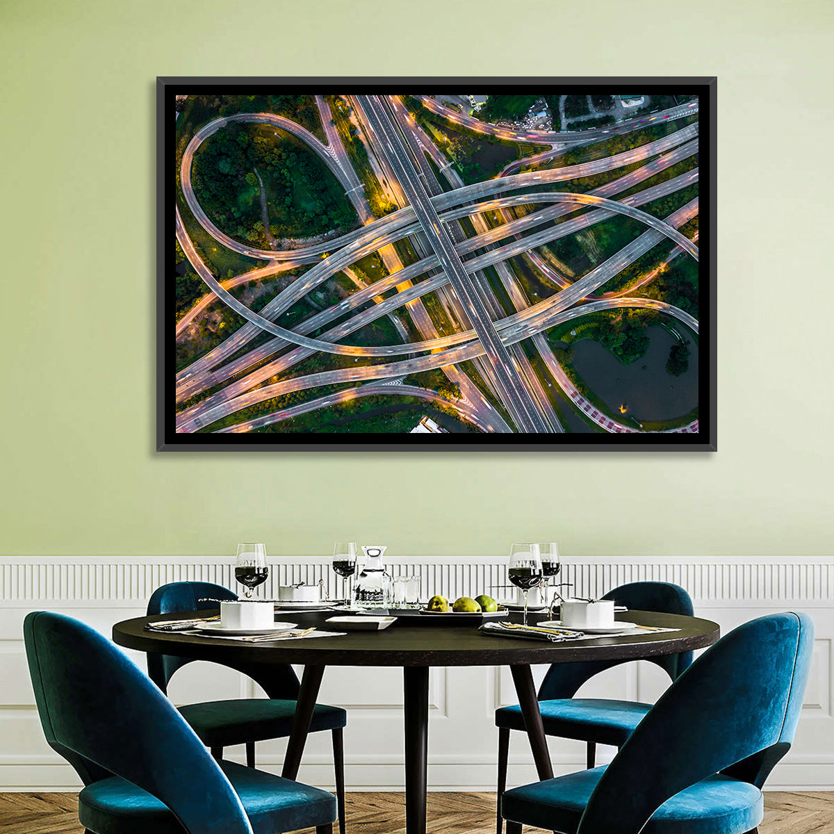 Expressway Junction at Dusk Wall Art in a room, landscape