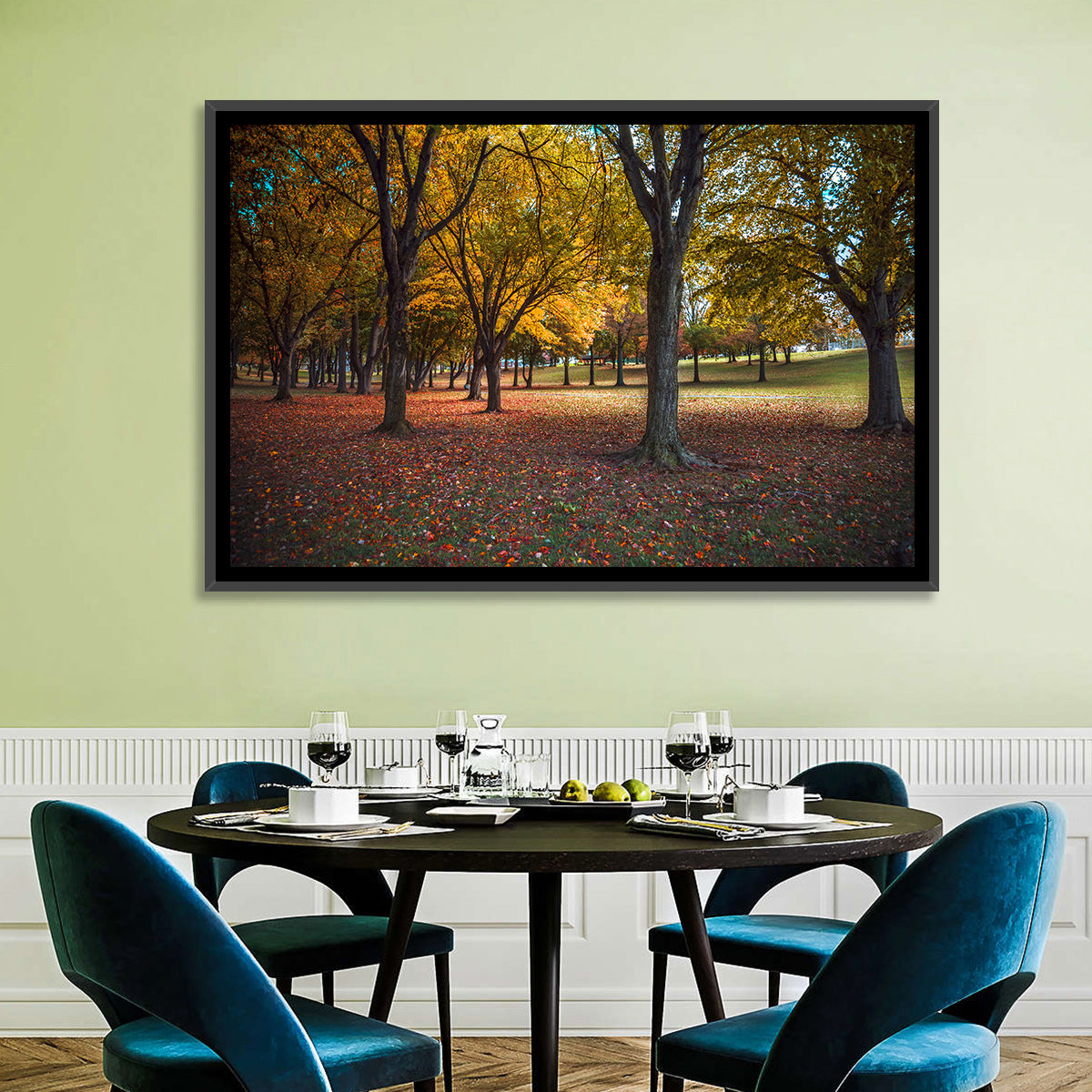Autumn Park Trees, Pennsylvania Wall Art in a room, landscape