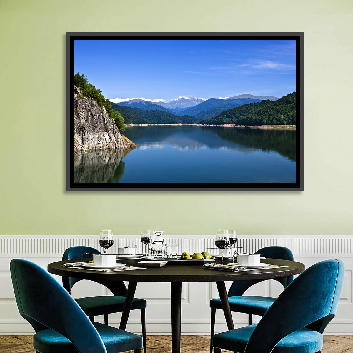 Cliffside Mountain Lake Reflection Wall Art