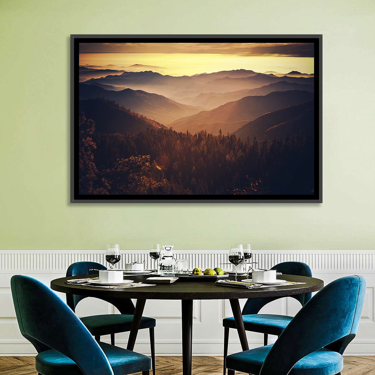 Sierra Nevada Mountains Wall Art in a room, landscape