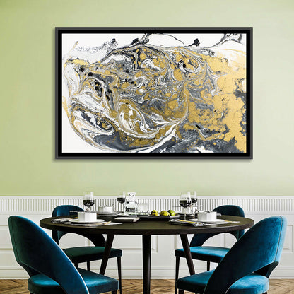 Metallic Gold Marbled Abstract Wall Art