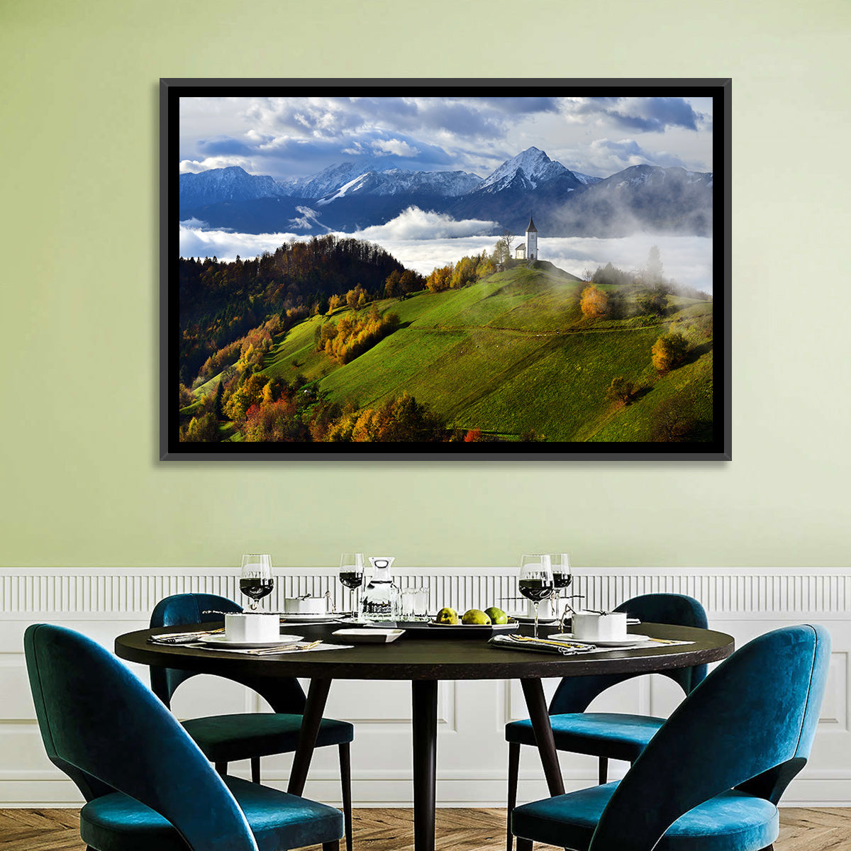 Jamnik Church on Misty Hill Wall Art
