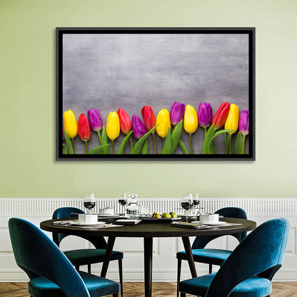 Row of Multicolored Tulips Wall Art