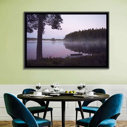 Misty Lake with Bench Wall Art