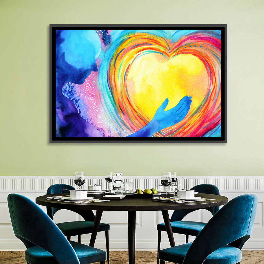 Blue Silhouette with Radiant Heart Wall Art