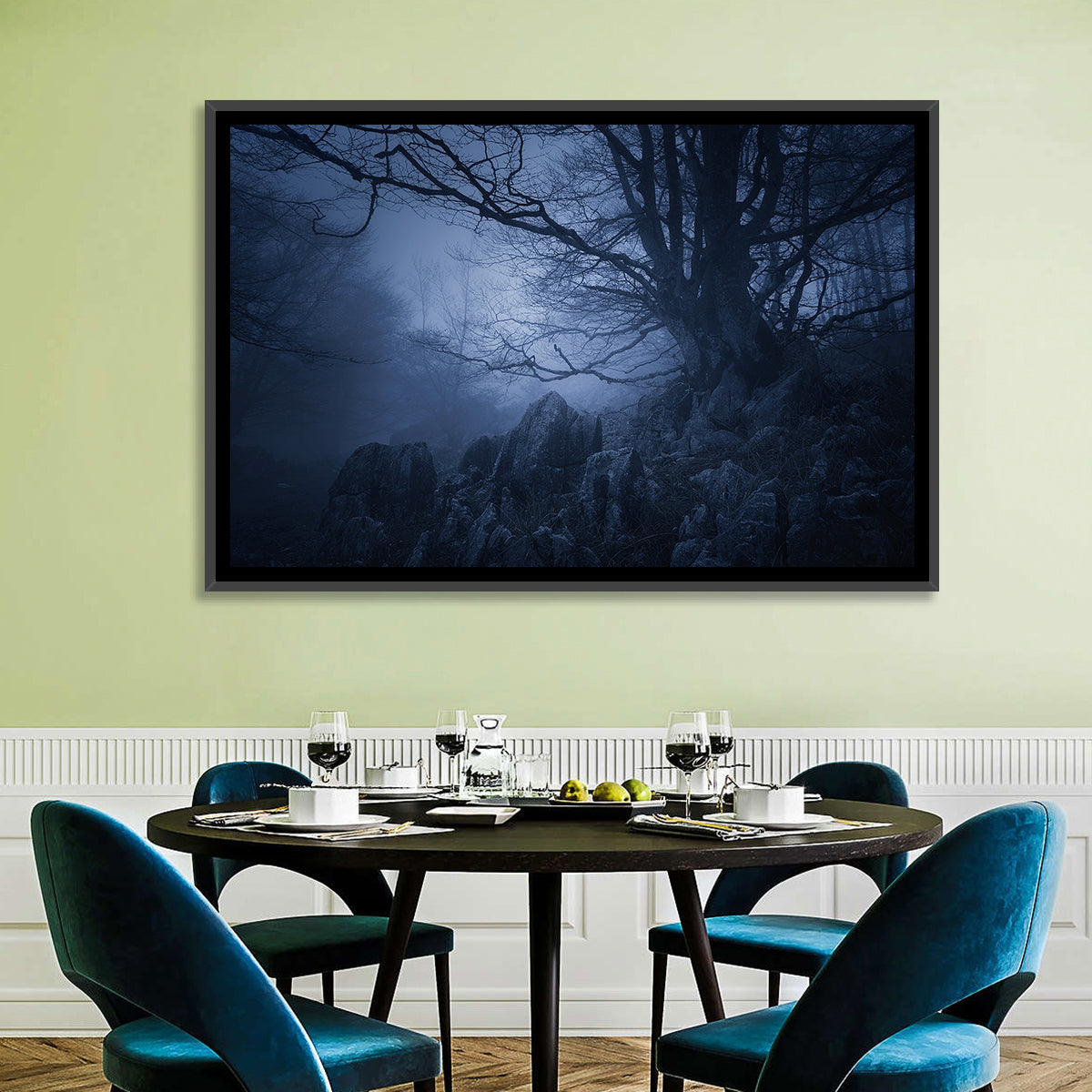 Gnarled Tree at Twilight Wall Art in a room, landscape